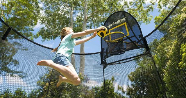 Trampoline with Basketball Hoop